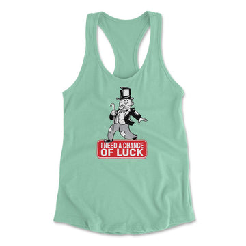Change Luck Monopoly Parody Womens Racerback Tank in Mint color